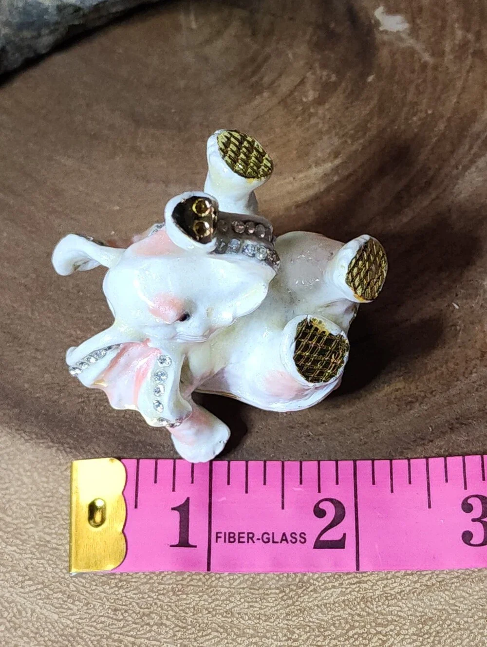 Dainty Little Elephant Trinket Box Jewelry Box with Gold And Rhinestone Accents